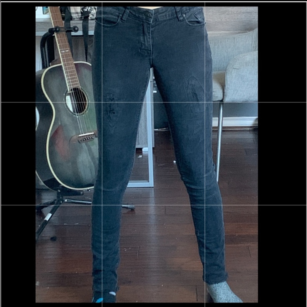 CUTE GIRLS HUDSON RIPPED PATCH BLACK DENIM JEANS